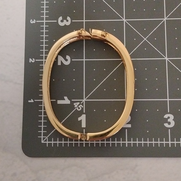 Swarovski Hinged Bangle Bracelet Gold Plated Channel Set White Crystals - Picture 12 of 12